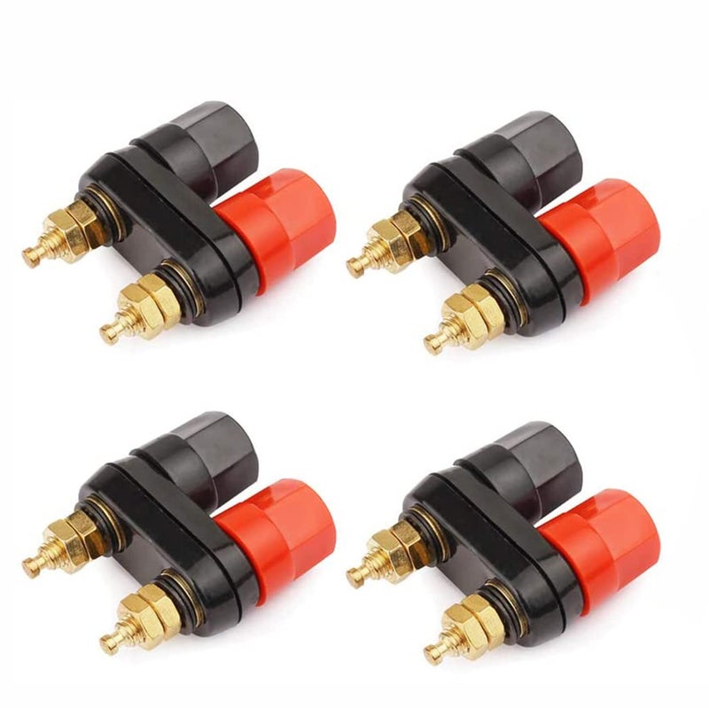 Clyxgs 4Pcs Terminal Binding Post Power Amplifier Dual Copper 2-Way Banana Plug Jack, Post for Speaker Amplifier Terminalï¼ŒPure Copper Plating - Image 1